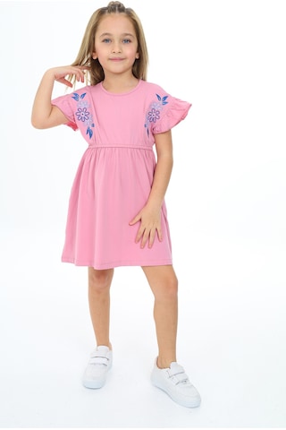 Toontoy Kız Çocuk Nakışlı Elbise Gülkurusu