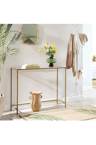 Canvas Metal Dresuar Dekoratif Kahve Köşesi Konsol Gold