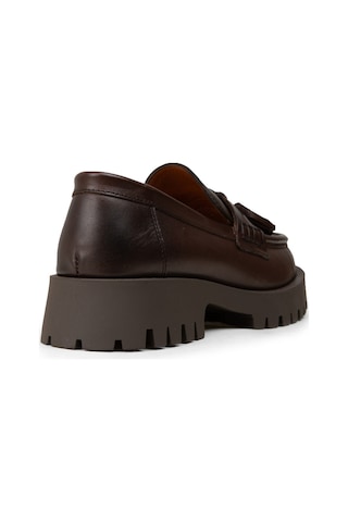 Deery Kadın Hakiki Deri Kahverengi Püsküllü Loafer - 02035zkhvc03