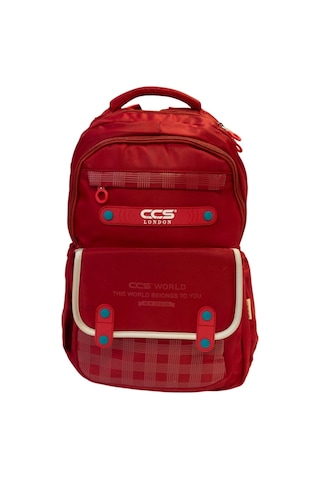 Ççs London 2 Büyük 2 Küçük 4 Gözlü Çok Geniş Okul Çantası, Sırt Çantası, Spor Çantası, Günlük Çanta 51678 Kırmızı Desenli