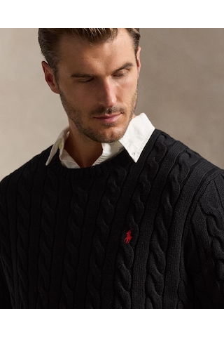 Polo Ralph Lauren Saç Örgü Dokulu Erkek Kazak Siyah