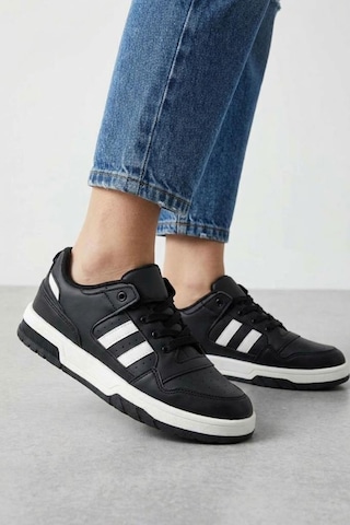 Papuçcity Cool Foor Pu Unisex Günlük Spor Ayakkabı SİYAH-BEYAZ