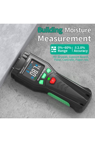 Ximistore9 Mastfuyi Fy886b İğne Tipi Nem Ölçer, Hızlı Doğru Ölçüm, Görsel Göstergeler, Ahşap, İnşaat Malzemeleri İçin, Pil Yok Siyah+yeşil