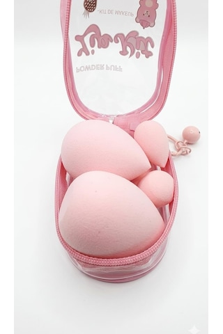 Lexroo Rose Cosmetics 5'li Pembe Makyaj Süngeri Seti - Kawaii Makyaj Aksesuarı