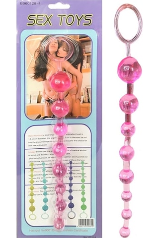 Erofoni Anal Ve Vajinal 25 CM Sıralı Jel Pink Zevk Topları Anal Plug