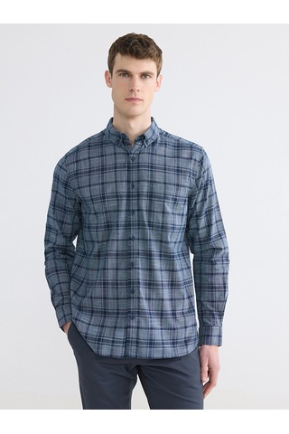 Lcwaıkıkı Classic Lacivert Regular Fit Ekose Poplin Erkek Gömlek