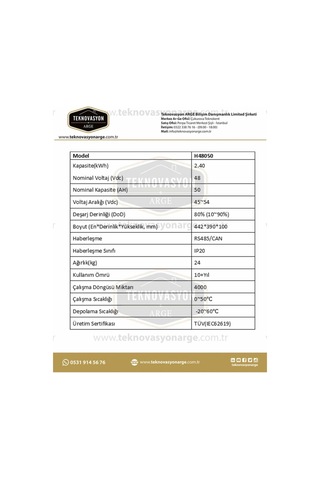 Pylontech H48050 Lityum Akü 48 Volt 50 Amper 2.4 Kw