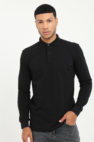 Dufy Erkek Regular Fit Polo Yaka Siyah Sweatshirt-25509