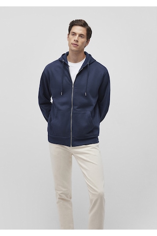 Mavi - Kapüşonlu Fermuarlı Lacivert Basic Sweatshirt 0s10277-70490 Lacivert