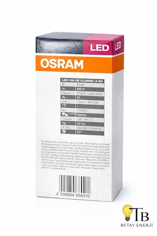 Osram Led Value Classic A60 8.5w 60w E27 2700k Warm White 806 Lm Ampul 1