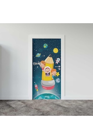 Kapı Giydirme Kapı Sticker Folyosu Uzay Çocuklar Genel