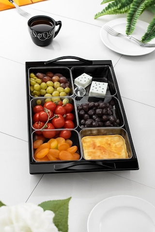 Mat Siyah Akrilik Saray Kahvaltılık Seti 13 Parça Siyah