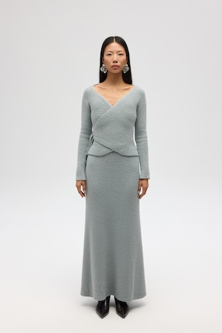 Fluff Bağlamalı Gri Üst-etek Takım Gri