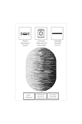 West Home Dijital Baskı Yıkanabilir Kaymaz Taban Leke Tutmaz Oval Gri Mutfak Halısı Salon Halısı Ve Yolluk Wh 248 Grey Oval