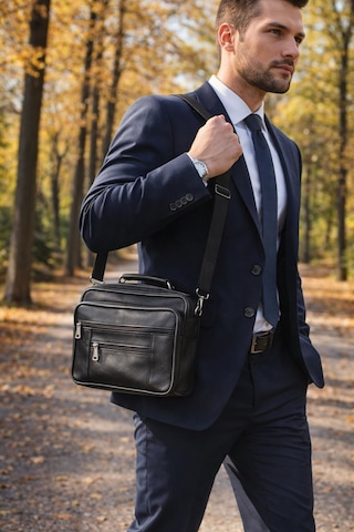 Newish Polo Hakiki Deri Postacı El Çantası Yan Kasasız Model - Büyük Siyah