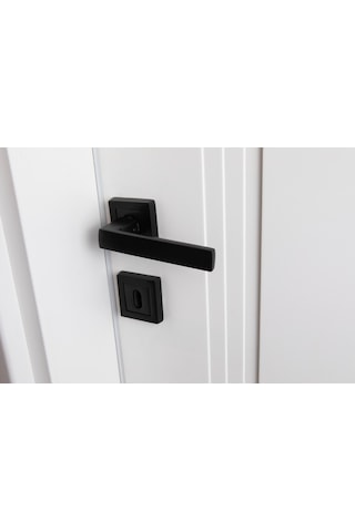 Saç Kare Siyah Lama Oda Kapı Kolu Ön - Arka Takım