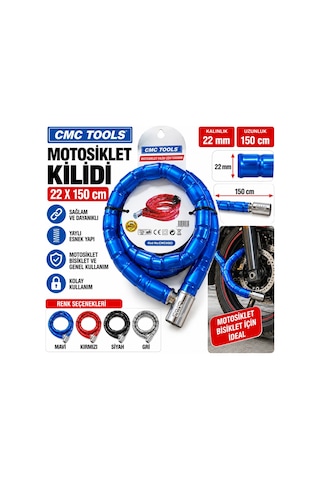 Motosiklet Kilidi Ebat : 22x150cm Yaylı Sağlam Bisiklet Kilit Renk Seçenekli Çok Renkli