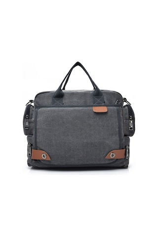 Çok Amaçlı Trend Çok Bölmeli Kanvas Büyük Kapasiteli Omuz Çantası D7017 Gri