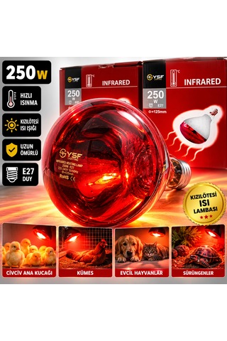 Isıtıcılı Ampul Infrared 250w Kırmızı Işık