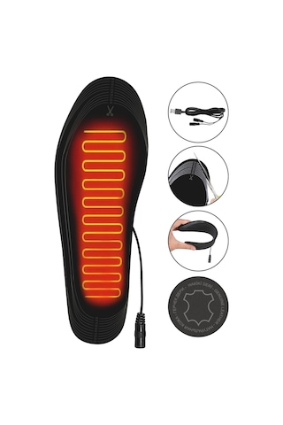 Elektrikli Taşınabilir Kablolu 35-45 Numara Deri Gri Isıtıcılı Ayakkabı Tabanlığı Gri