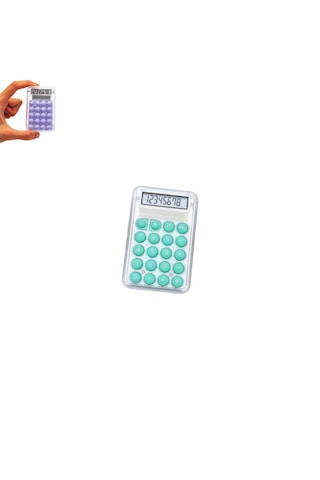 Mini Hesap Makinesi Silikon Tuşlu Lcd Ekran 8 Haneli Şeffaf Mini Hesap Makinesi Ebat 8,5cm X 5,4cm Turkuaz
