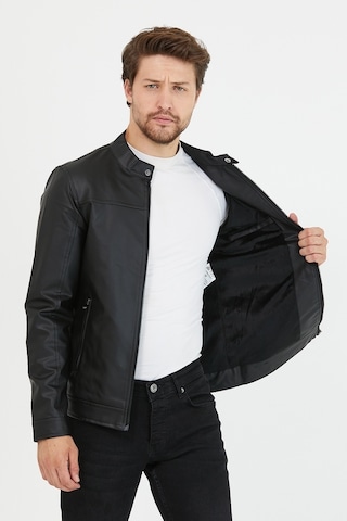 Erkek Siyah Yeni Sezon Dar Kesim Deri Ceket Mont-Siyah