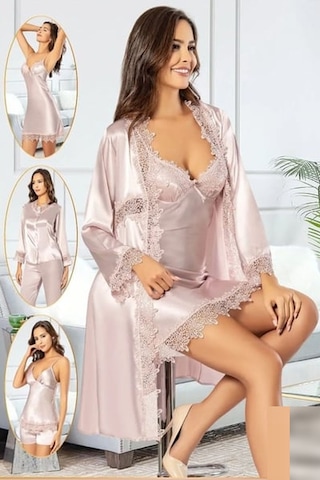 Xses 1002 Kadın Pudra Saten 6'lı Takım Pudra