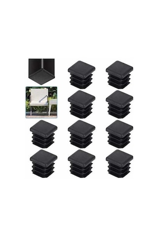 Flybuy Bosphorusboutique Siyah Sandalye Sandalye Plastik Mufunye Mobilya Masif Masa Kapağı 20x20mm 20 Adet Kare Boru Uç Kapağı -