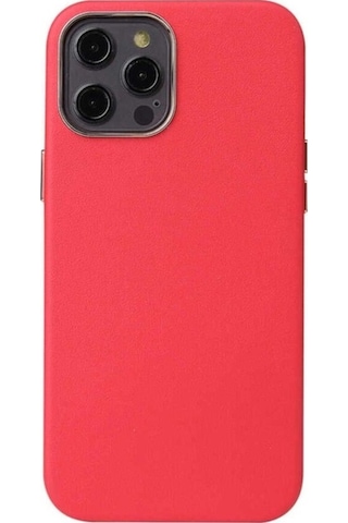Apple Uyumlu iPhone 12 Pro Max Kılıf Zore Leathersafe Wireless Kapak Kırmızı