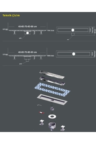 Say Optima Piticare Desenli Membranlı Duş Kanalı Parlak 60 Cm