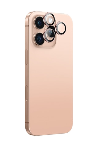 Apple Uyumlu iPhone 16 Pro Amazingthing Anti Reflective Kamera Lens Koruyucu Uygulama Aparatlı Rose Gold
