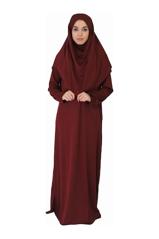 Zehranaz Namaz Elbisesi Bordo Fermuarsız Namaz Elbisesi Bordo