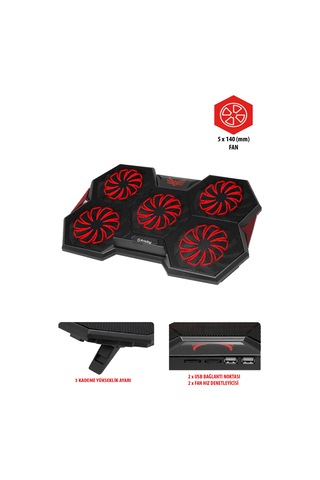 Frisby FNC-5252B GP4 E-Sport Desing 5 Fanlı Ledli 15"-17" Uyumlu Notebook Soğutucu