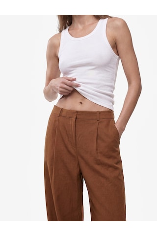 Koton Cepli Pile Detaylı Geniş Paça Baggy Keten Pantolon Kahverengi 6sak40409pw Kahve