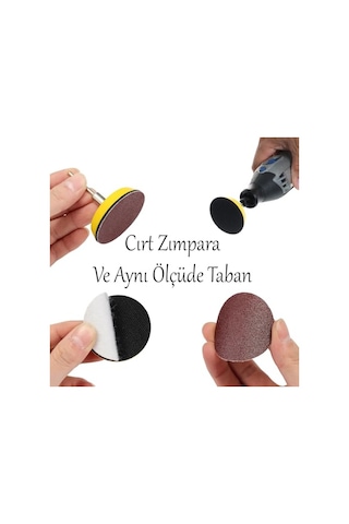 Pimli Mini 53'lü Cırt Zımpara Seti 50 Mm Taban Matkap Uyumlu 80 120 320 600 800 Kum Karışık Grit