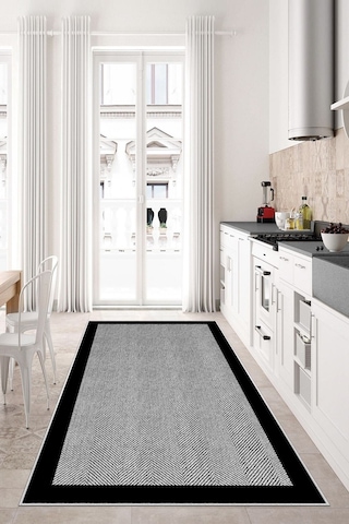 West Home Dijital Baskı Yıkanabilir Kaymaz Taban Salon Halısı Mutfak Halısı Koridor Halısı Wh 445 Grey