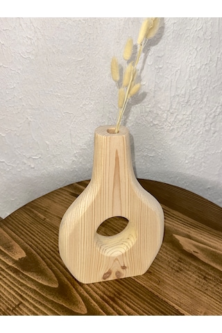 O&a Wood Doğal Ahşap Dekoratif Biblo Vazo Naturel