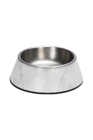 Beeztees Dbl Köpek Mama Su Kabı, Mat Paslanmaz Çelik, Beyaz Mermer Görünümlü, 14cm, 160ml