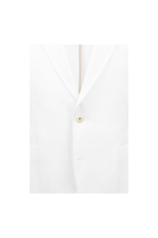 Hatemoğlu Beyaz Regular Fit Mono Yaka Casual Keten Ceket 27926 Beyaz