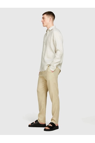 Sisley %100 Keten Regular Fit Gömlek Erkek Bej Gömlek - 325p5bkusq029
