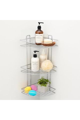 Banyo Duş Köşe Rafı Üç Katlı Krom Şampuanlık Paslanmaz Metal Duvar Tipi Düzenleyici Organizer Diğer