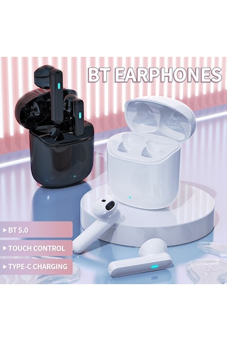 Leezsing Beyaz T9 Bluetooth 5.0 Kulaklıkları - Hafif, Dokunmatik Kontrol, Type-c Şarj, Bağımsız Çip Ve Gürültü Engelleme