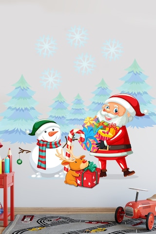 Crevidi Noel Baba Ve Sevimli Kardan Adam Çocuk Odası Stickeri