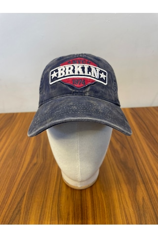 Hamze Vintage Yıkamalı Eskitme Model İthal Nakışlı Unisex Cap Şapka Lacivert