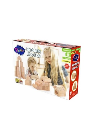 Playwood Doğal Ahşap Eğitici Bloklar 60 Parça Ony-404