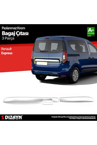 S-dizayn Renault Express Krom Bagaj Çıtası 3 Prç. 2021 Üzeri A+ Kalite