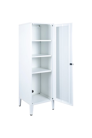 Lande Ziglat Serisi Kilitli Metal Home Office Dolabı %70 Perfore Kapaklı Beyaz 450x1390x450 Mm