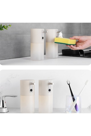 Anjiexun Otomatik Köpük Sabunluk Şarj Edilebilir Temassız Köpük Bej