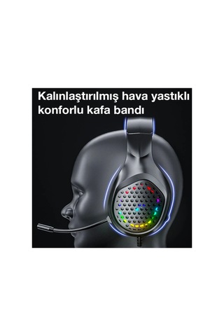 Xmowi R1 Mikrofonlu Rgb Kulaklığı Pc- Dizüstü Ve Ps4- 5775 - Karbul1183-2832 Mavi-siyah