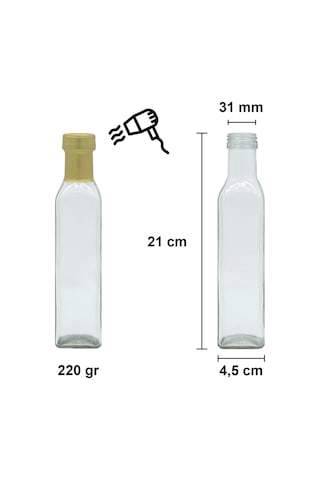 Afracam Maraska Şeffaf 250 ML Cam Şişe Kapak Kapüşon 8 Adet